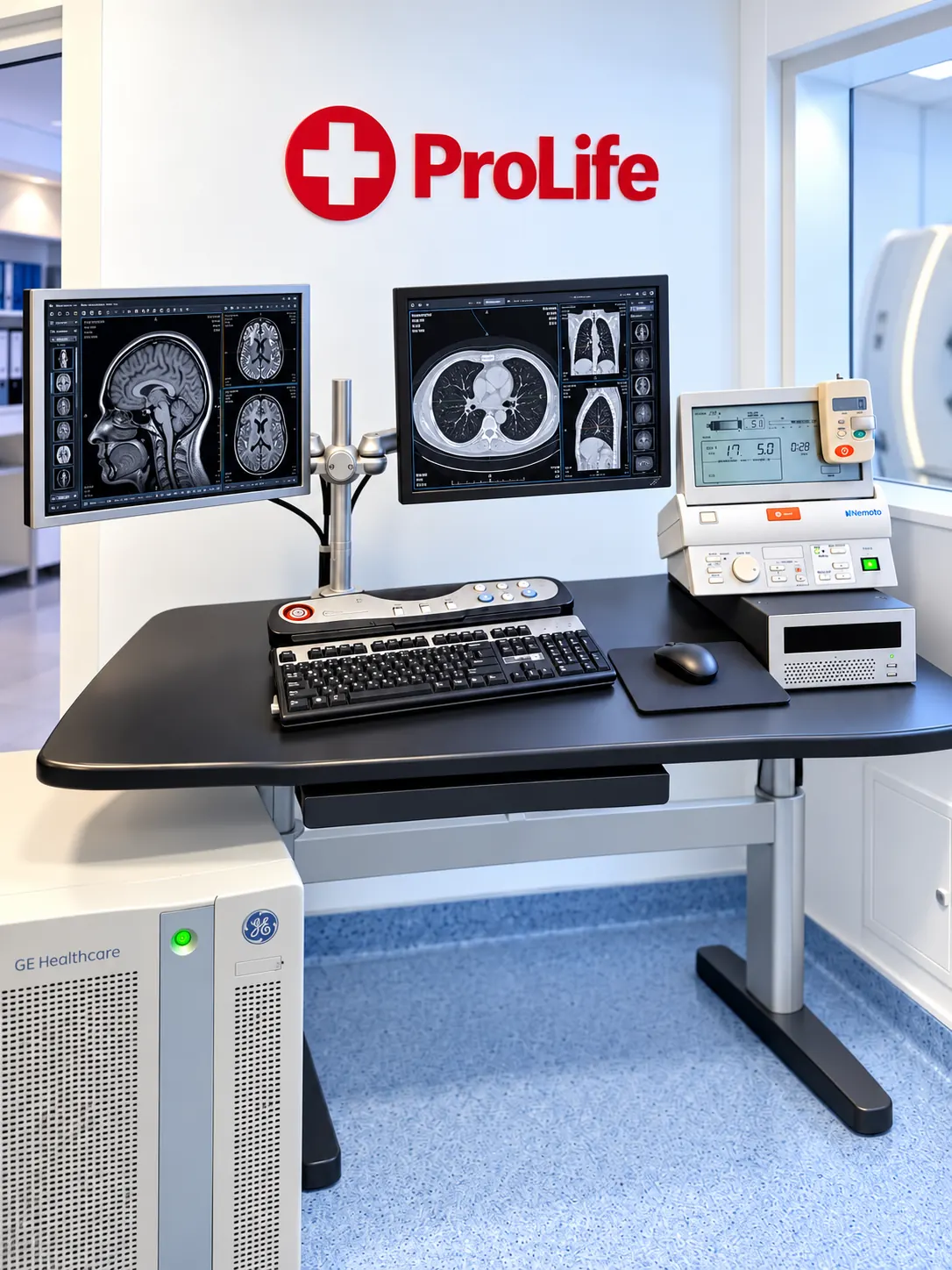 Consolă de examinare RMN și CT ProLife Medical, cu monitoare de achiziție